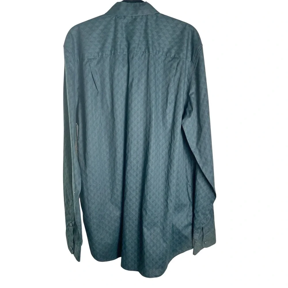 Shaquille O'Neal XLG Button Down Shirt Mens LT Green Diamond Geometric‎ Tall NWT